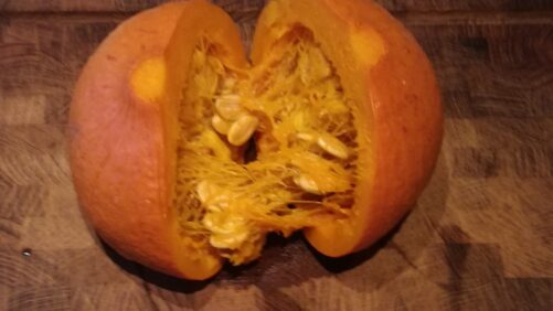 Græskar skåret over